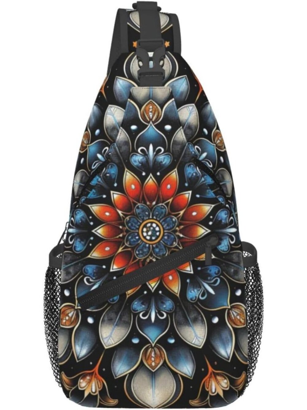 Unisex Mandala Halloween Travel Hiking Sling Backpack Casual Crossbody Bag
